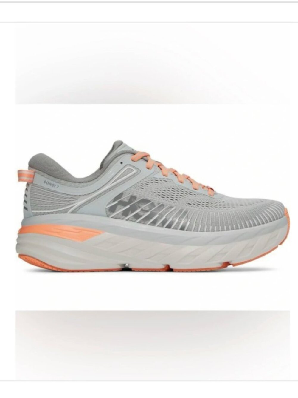Hoka Bondi 7 Women's Running Shoes Gray Peach Size 8.5 Cushioned